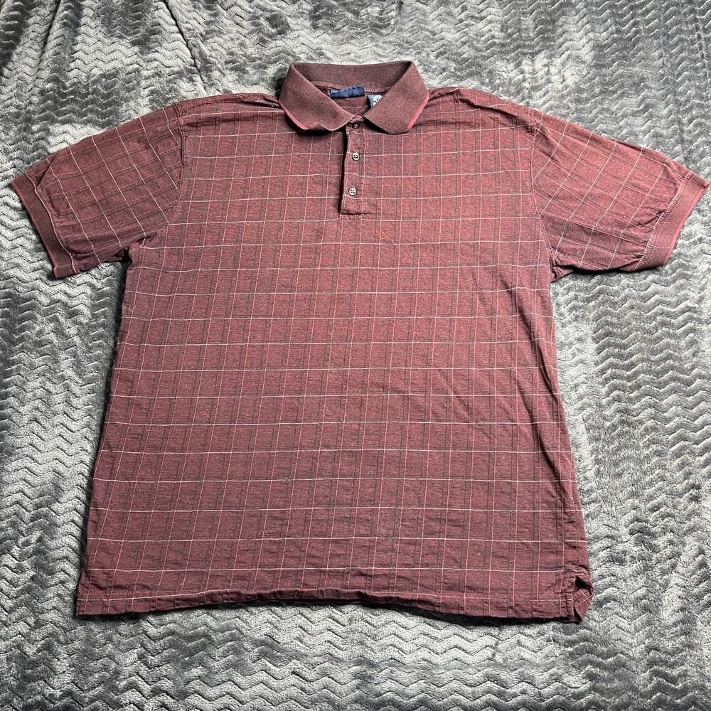 Puritan Polo Men’s XL Collared Short Sleeve Shirt red Grid Check